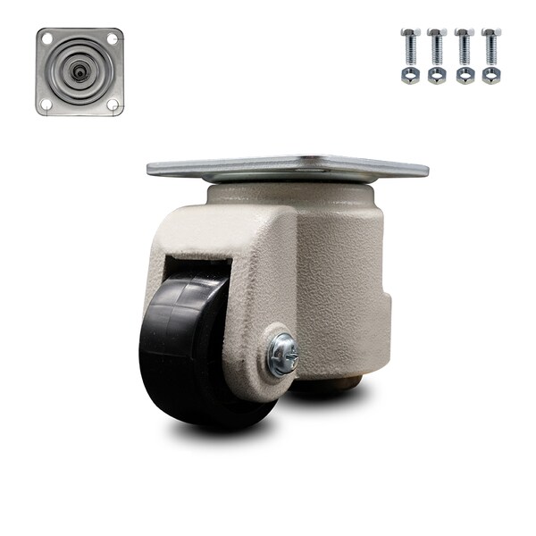 Nylon Swivel TP Light Duty Floor Leveling Caster w/2.44" Diameter Black Wheel